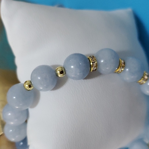 100% Natural Aquamarine Semi Precious 10MM BRACELET - Picture 5 of 5